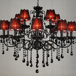Lustre en cristal moderne et contemporain à 15 lumières rouge