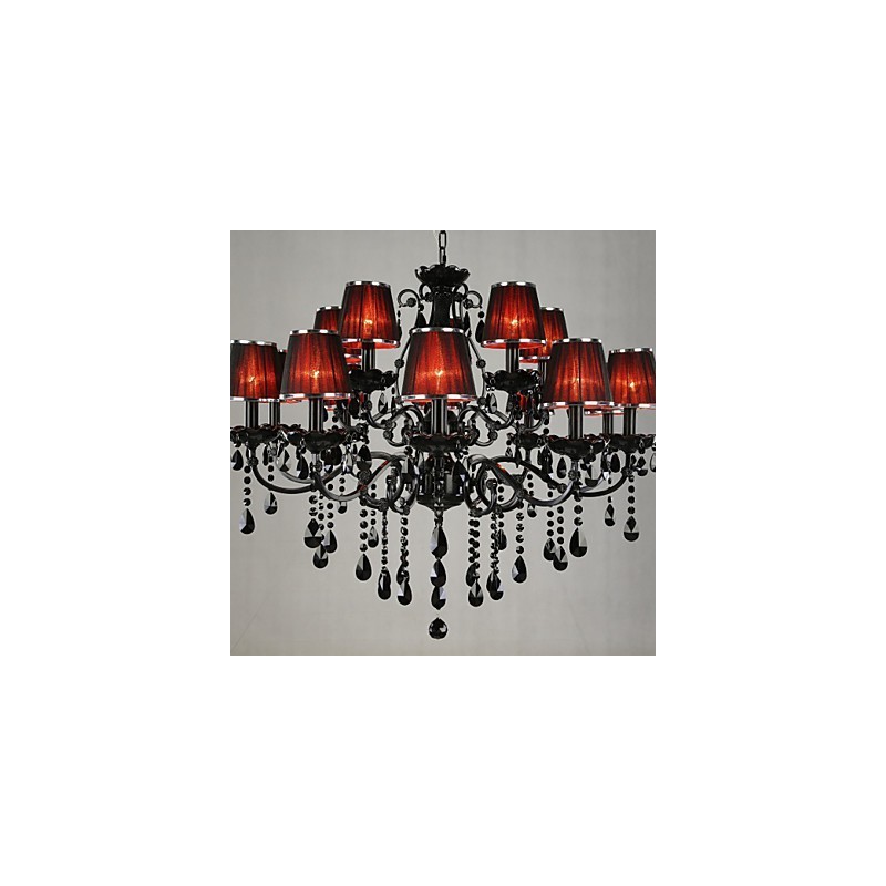 Lustre en cristal moderne et contemporain à 15 lumières rouge