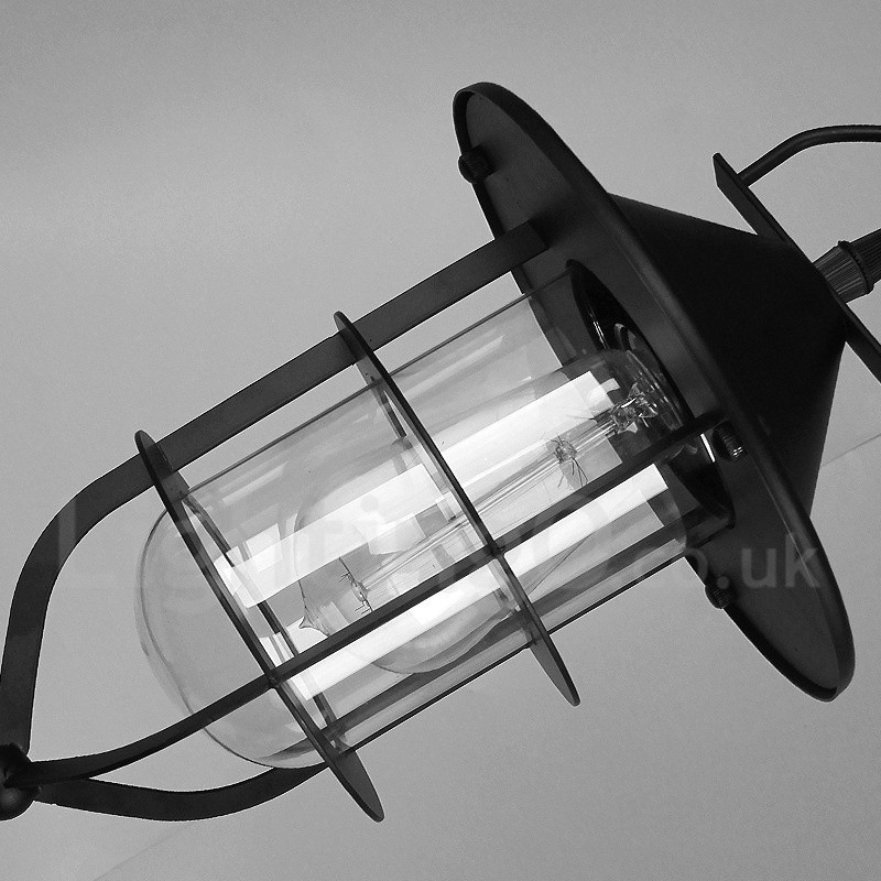 Suspension vintage en métal avec abat-jour en verre