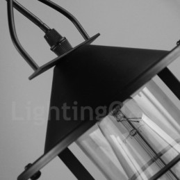Suspension vintage en métal avec abat-jour en verre