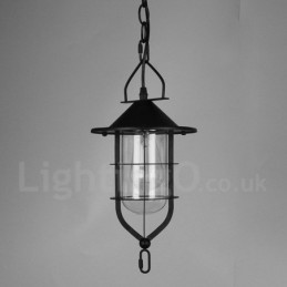 Suspension vintage en métal avec abat-jour en verre