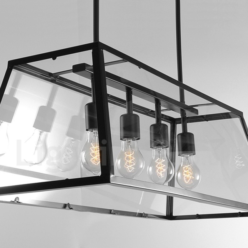 Suspension vintage en métal avec abat-jour en verre de style rustique