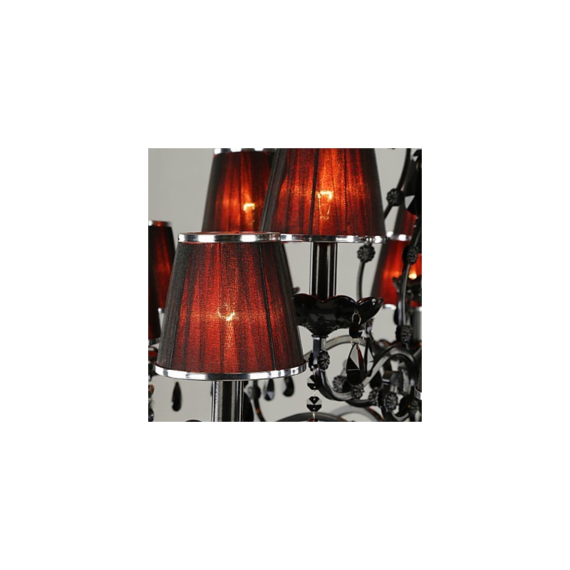 Lustre en cristal moderne et contemporain à 15 lumières rouge