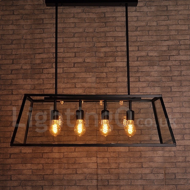 Suspension vintage en métal avec abat-jour en verre de style rustique
