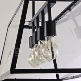 Suspension vintage en métal avec abat-jour en verre de style rustique
