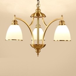 Lustre rustique à 3 lumières en métal et cuivre intégré