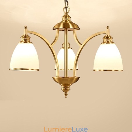 Lustre rustique à 3 lumières en métal et cuivre intégré Lustre rustique à 3 lumières en métal et cuivre intégré