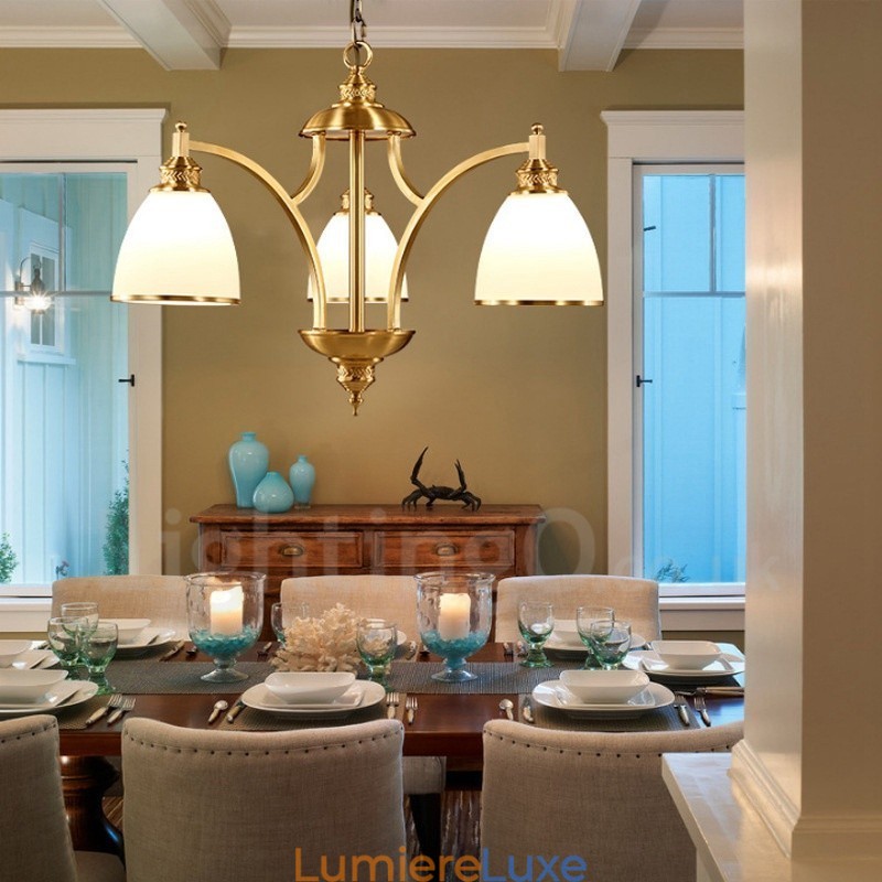 Lustre rustique à 3 lumières en métal et cuivre intégré
