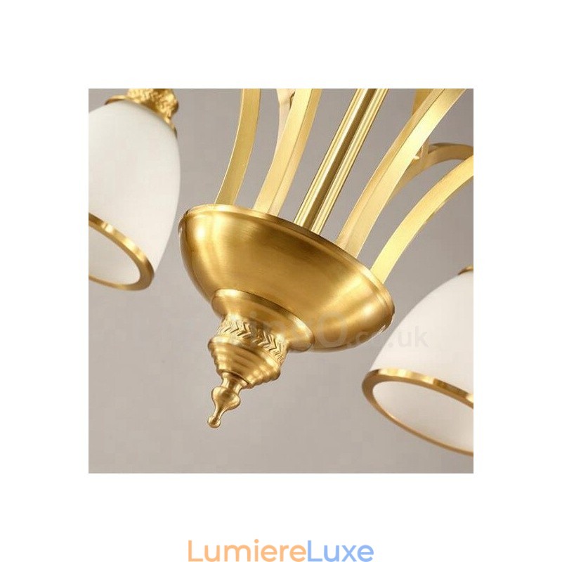 Lustre rustique à 3 lumières en métal et cuivre intégré