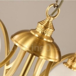 Lustre rustique à 3 lumières en métal et cuivre intégré