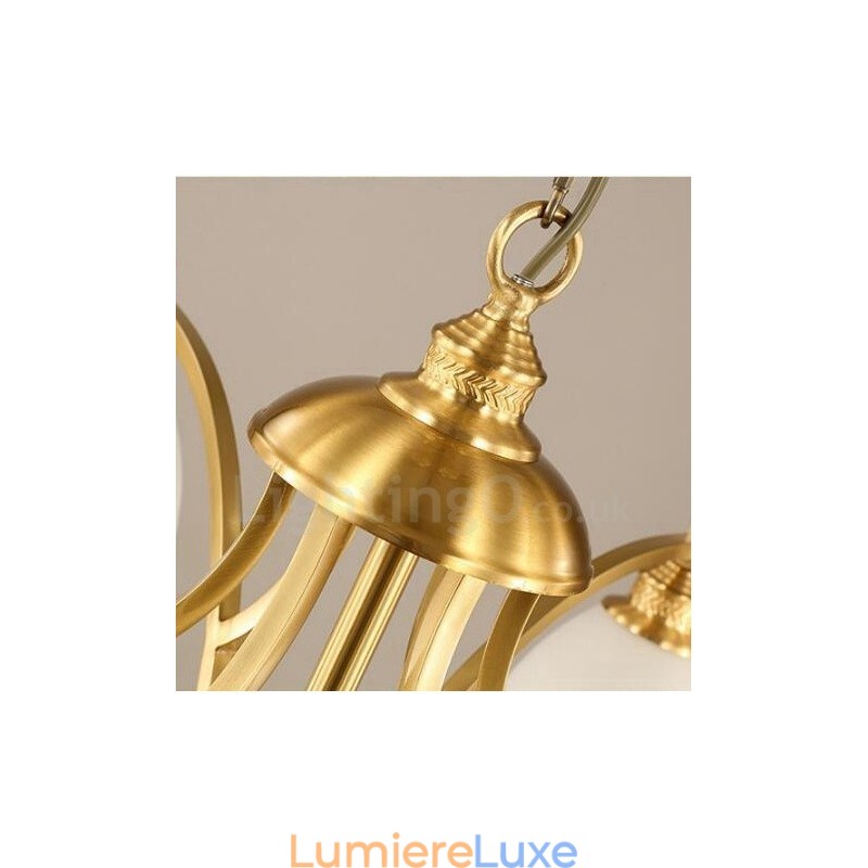 Lustre rustique à 3 lumières en métal et cuivre intégré