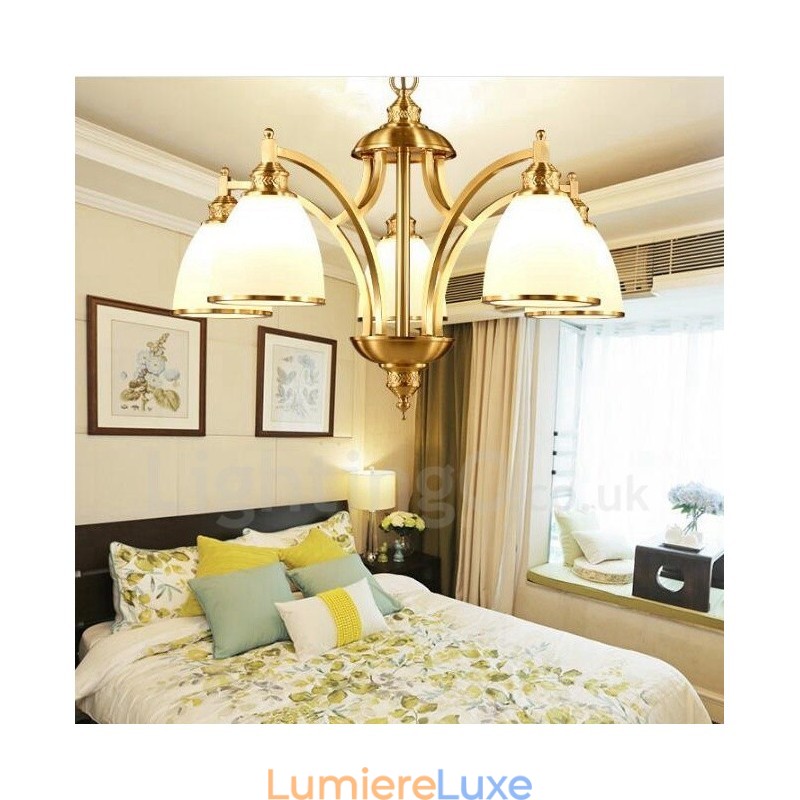 Lustre rustique à 5 lumières en métal et cuivre intégré