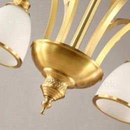 Lustre rustique à 6 lumières en métal et cuivre intégré