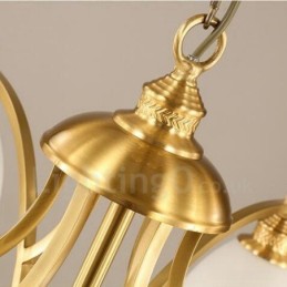 Lustre rustique à 6 lumières en métal et cuivre intégré