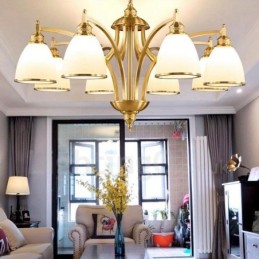 Lustre rustique à 8 lumières en métal et cuivre intégré