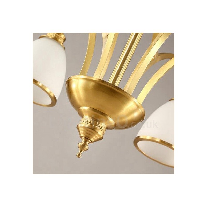 Lustre rustique à 8 lumières en métal et cuivre intégré