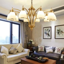 Lustre rustique à 10 lumières en métal et cuivre intégré