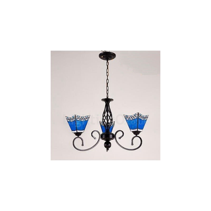 Lustre en métal intégré de style méditerranéen à 3 lumières