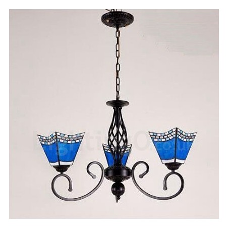 Lustre en métal intégré de style méditerranéen à 3 lumières Lustre en métal intégré de style méditerranéen à 3 lumières