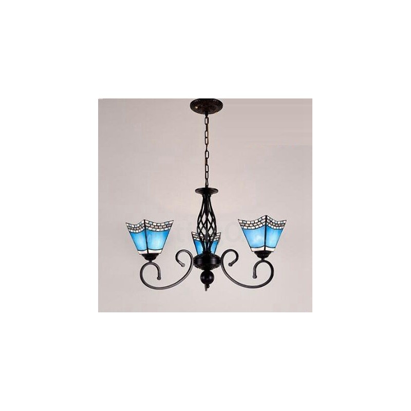 Lustre en métal intégré de style méditerranéen à 3 lumières