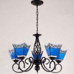 Lustre en métal intégré de style méditerranéen à 5 lumières