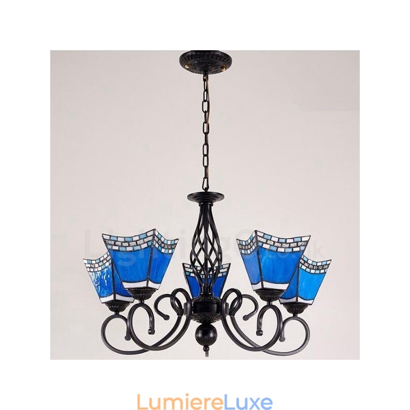 Lustre en métal intégré de style méditerranéen à 5 lumières