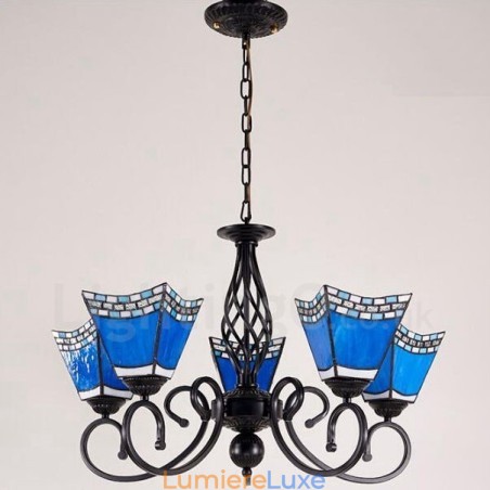 Lustre en métal intégré de style méditerranéen à 5 lumières Lustre en métal intégré de style méditerranéen à 5 lumières