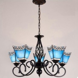 Lustre en métal intégré de style méditerranéen à 5 lumières