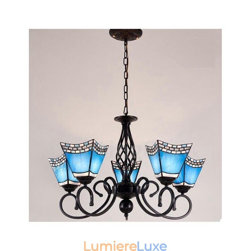 Lustre en métal intégré de style méditerranéen à 5 lumières