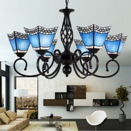 Lustre en métal intégré de style méditerranéen à 6 lumières