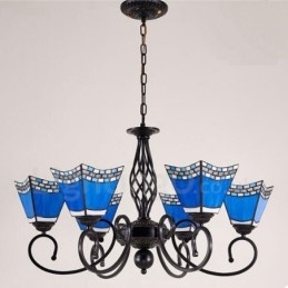 Lustre en métal intégré de style méditerranéen à 6 lumières
