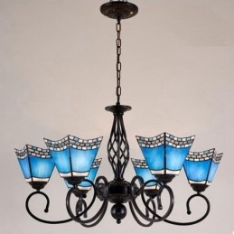 Lustre en métal intégré de style méditerranéen à 6 lumières