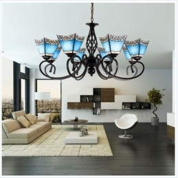 Lustre en métal intégré de style méditerranéen à 8 lumières