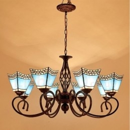 Lustre en métal intégré de style méditerranéen à 8 lumières