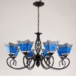 Lustre en métal intégré de style méditerranéen à 8 lumières