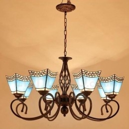 Lustre en métal intégré de style méditerranéen à 8 lumières