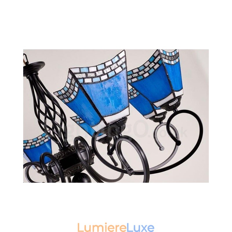 Lustre en métal intégré de style méditerranéen à 8 lumières