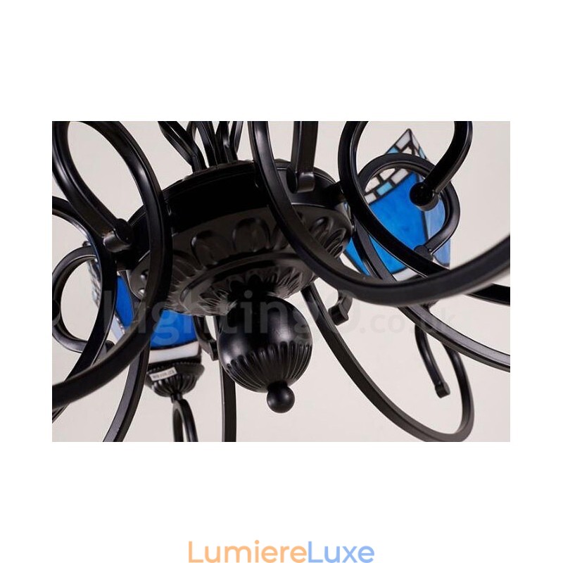 Lustre en métal intégré de style méditerranéen à 8 lumières