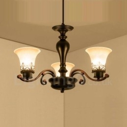 Lustre en métal intégré à 3 lumières de style rustique