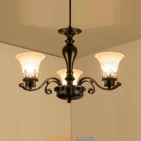 Lustre en métal intégré à 3 lumières de style rustique Lustre en métal intégré à 3 lumières de style rustique