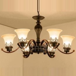 Lustre en métal intégré à 6 lumières de style rustique