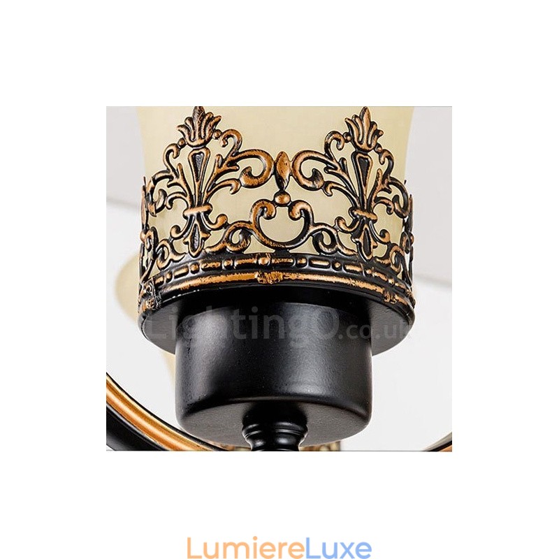 Lustre en métal intégré à 6 lumières de style rustique