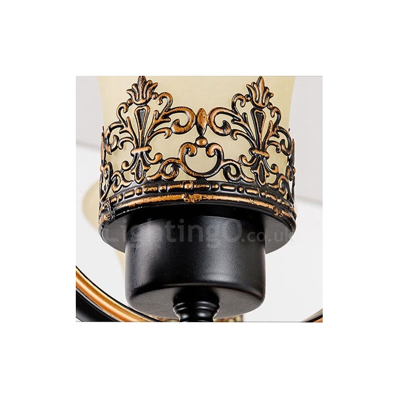 Lustre en métal intégré à 8 lumières de style rustique