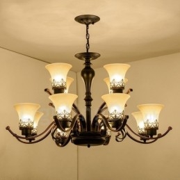 Lustre en métal intégré à 12 lumières de style rustique