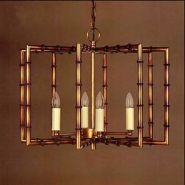 Lustre en fer et cuivre antique simple de style campagnard américain Lustre créatif