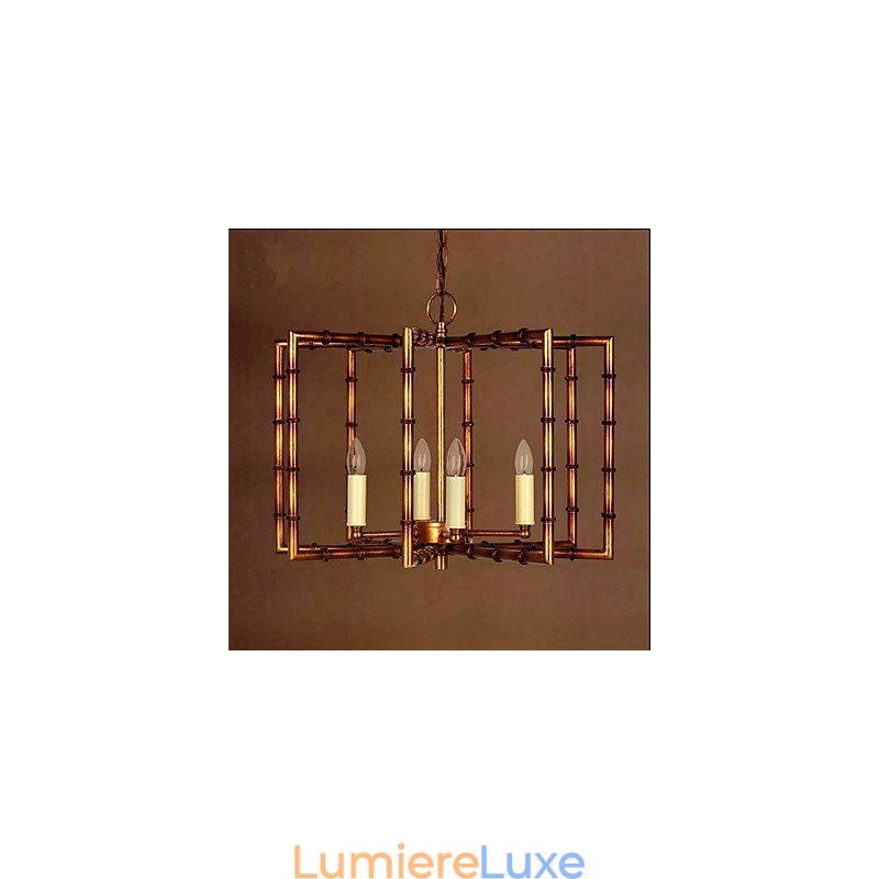 Lustre en fer et cuivre antique simple de style campagnard américain Lustre créatif