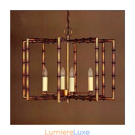 Lustre en fer et cuivre antique simple de style campagnard américain Lustre créatif Lustre en fer et cuivre antique simple de style campagnard américain Lustre créatif