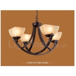 Lustre en métal intégré à 4 lumières de style rustique