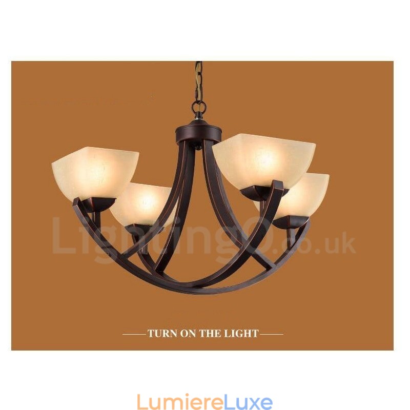Lustre en métal intégré à 4 lumières de style rustique