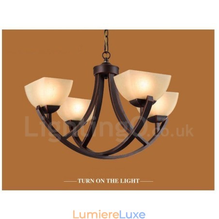 Lustre en métal intégré à 4 lumières de style rustique Lustre en métal intégré à 4 lumières de style rustique